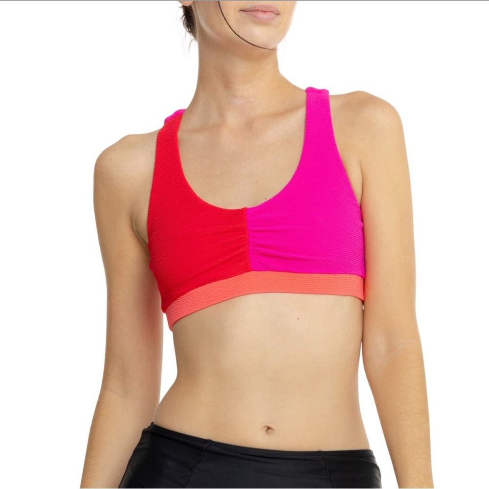 Women's Pink and Red Sports Bra